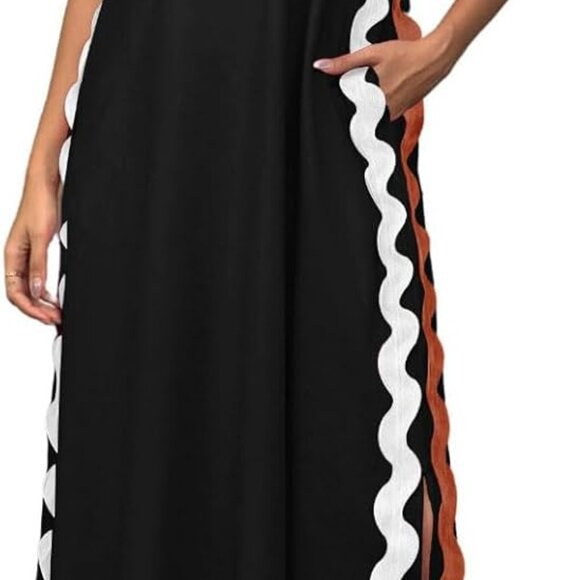 Dresses & Skirts - Women's Boho Maxi Dress Sleeveless V Neck Side Slit Casual Summer Dress